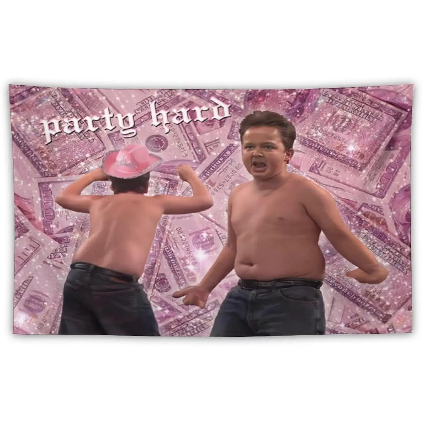 3x5Ft Rectangular Polyester "Party Hard" Ghibli Full Print Tapestry - Durable, Lightweight Meme Flag, Style-2 Indoor/Outdoor Bedroom Wall Hanging Home Supplies, Room Art, Hand Washable Decor Gift, Hand Wash, Burst-Proof