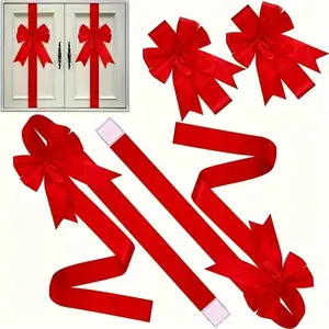 Christmas Holiday Decoration Bow Set, Includes Double-Sided Tape, No Assembly Needed, Reusable Non-Electric Door & Cabinet Decorations, Christmas Ornaments