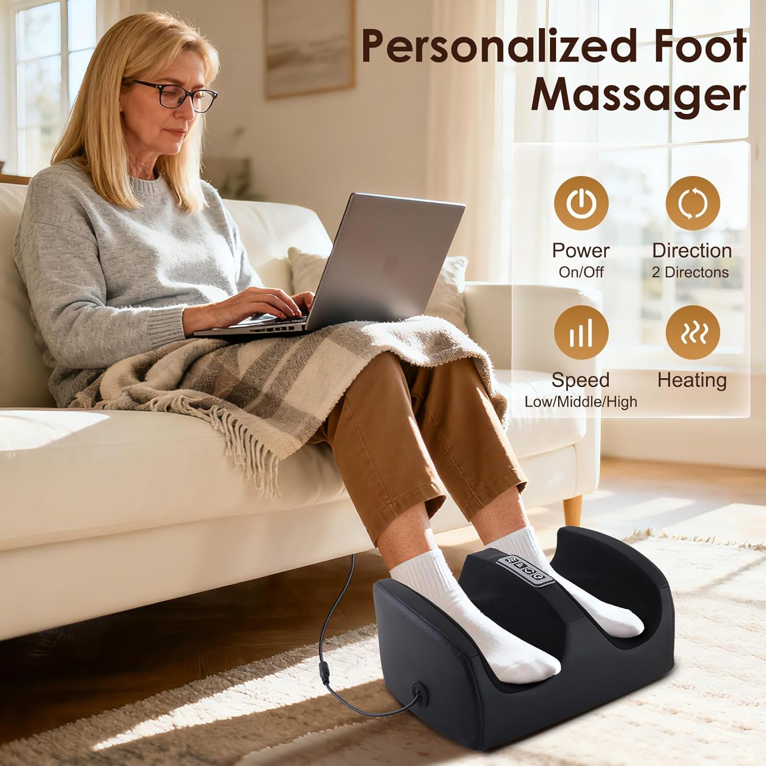 Mother's Day gift - A foot massager that promotes blood circulation and relaxation - A foot massager for relaxation. Suitable as a gift for living rooms, bedrooms, offices and trips.,summervibes