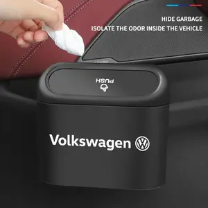 Volkswagen Car Interior Storage Box Trash Can, Push-Pull Mini Tray Garbage Bin, Hanging Car Trash Can, Fixed to Door or Seat Position, Car Storage Organizers