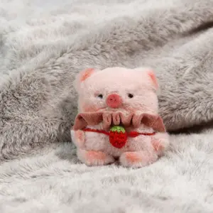 Autumn Winter Plush Soft Material Tactile Experience Cute Strawberry Pig Earphone Case, AirPods Pro Bluetooth-compatible Protector, Anti-Drop Crash Guard Durable Fashionable Fashion Gift for Women Protection