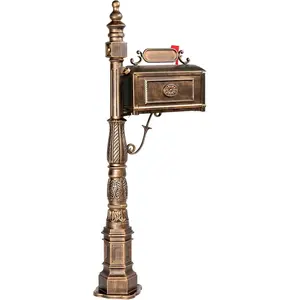 Cast Aluminum Mailbox Barcelona Decorative Post Mailbox Rust-Proof Large Security Heavy Duty Mailbox (Bronze)