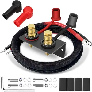 SUNMORN Battery Jump Post Kit with 59.06inch Cable and Metal Insulation Mounting Bracket,Outdoor Heavy Duty Remote Battery Charging Posts Battery Terminals Relocation Kit