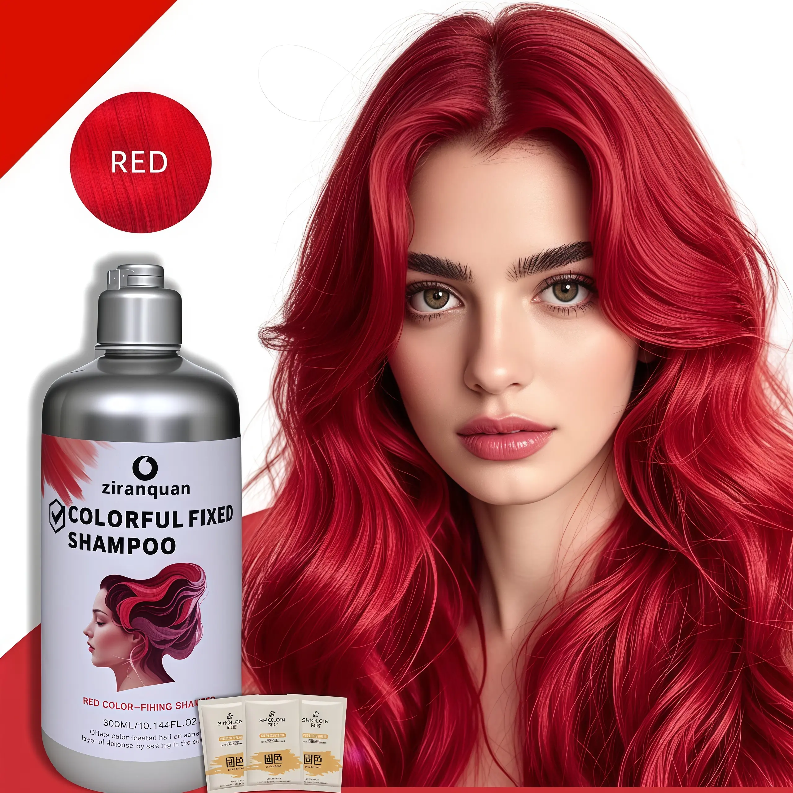 Red Color-Protecting Vitamin Shampoo - Protects and maintains hair color, prevents damage, adds vitality and shine, 10.144 fl oz/300ml Conditioner Hair Care Series