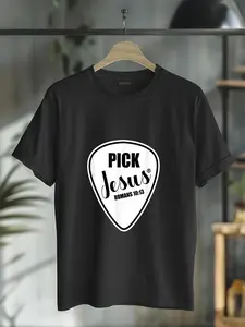 100% cotton Pick Jesus Shirt Funny Christian Music Guitar Pick T-Shirt casual Fashion graphic tees for women women graphic shirts