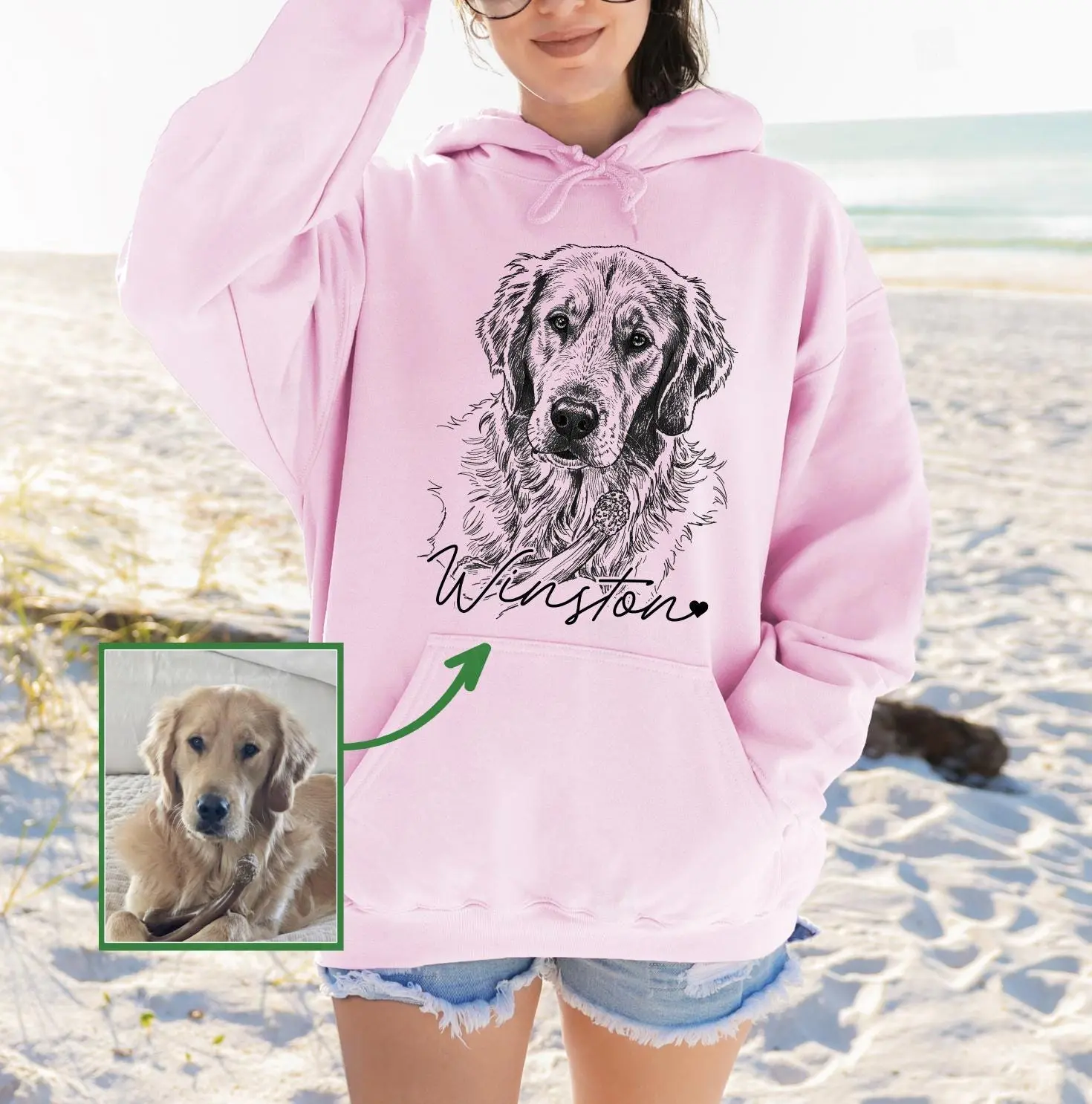 Custom Dog Photo Hoodie, DTG Printed