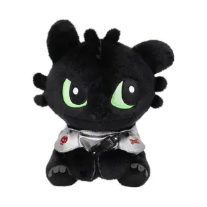 MINISO How to Train Your Dragon Toothless Sitting Plush Toy, Cute Soft Stuffed Night Fury Dragon Doll, Cuddly Collectible Gift for Kids’ Fans