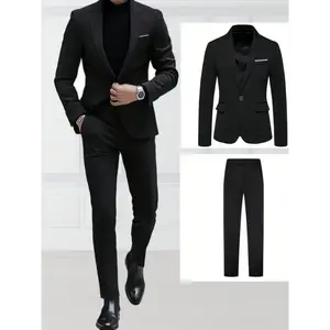 Men's High-end New Suit Set 2pcs Suit And Trousers Fashionable For Wedding Banquet Party