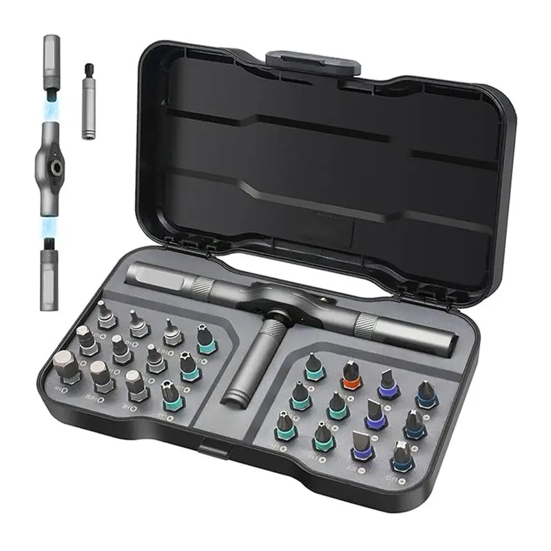 【FathersDayGift】SEESE 24-in-1 Screwdriver Set, Switchable Magnetic Screwdriver & Ratchet Tool, Compact, Portable Home Repair Toolbox fathersdaygift