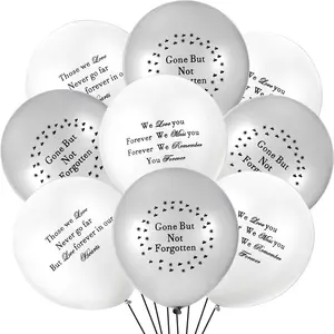 60 Pieces Memorial Balloons Funeral Remembrance Balloons Personalizable Funeral Balloons for Death and Funeral, White and Silver Flower Burst Decor Float Light Decoration