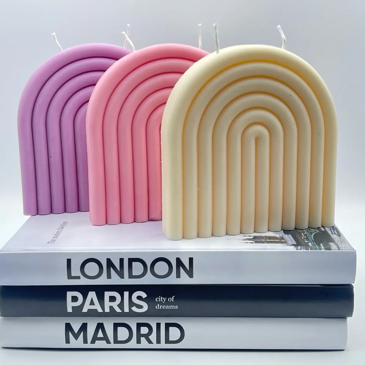 Large Arch Rainbow Candle, Home decor candles, Pillar candles, Wedding and party favors, room aesthetic, Modern candle.
