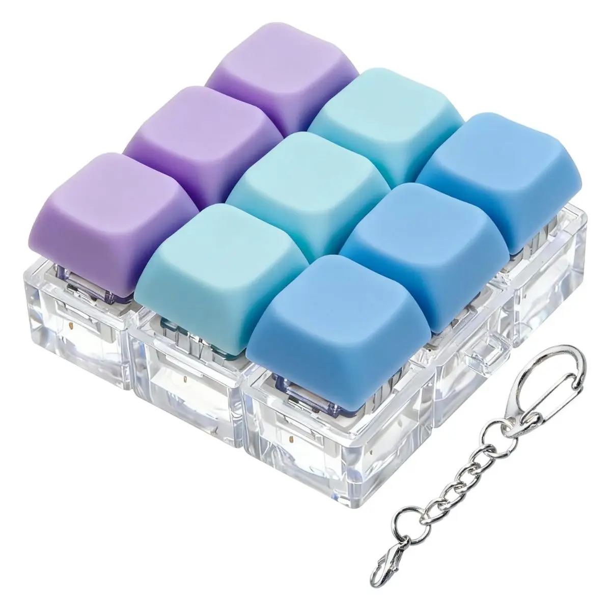 9-in-1 Keyboard Fidget Keychain – Clickable Button Stress Relief Toy for Desk, School & Travel