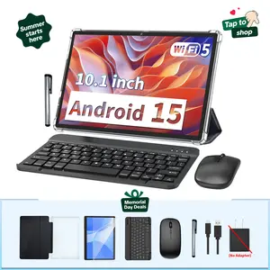 【TikTokShopmemorialday】PYNAREL Android 15 10.1 Inch Tablet, 2 in 1 Portable Device with Keyboard, Mouse, Case, Stylus, Dual Camera