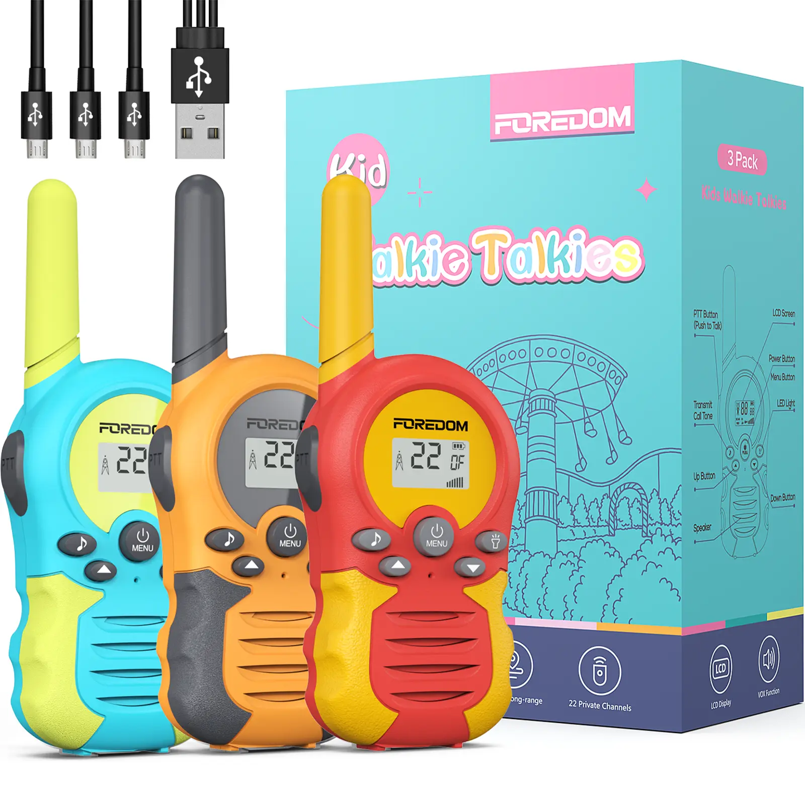 FOREDOM FD688 Walkie Talkies Toys for Boys Girls, Rechargeable