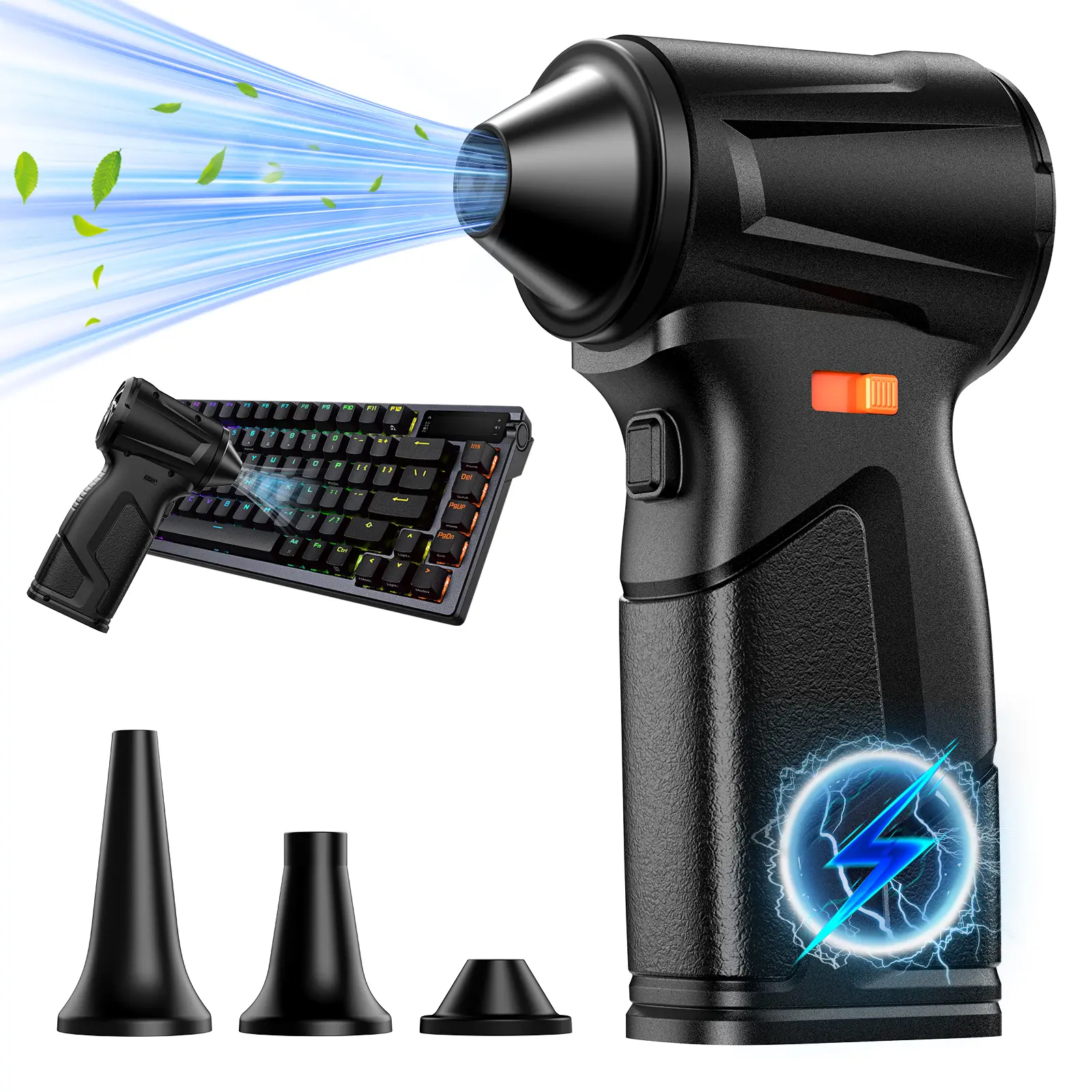 Compresssed Air duster Cordless Leaf Blower Violent Turbo Fan,USB Rechargeable Handheld Cooling Turbo,Portable Waist Fan