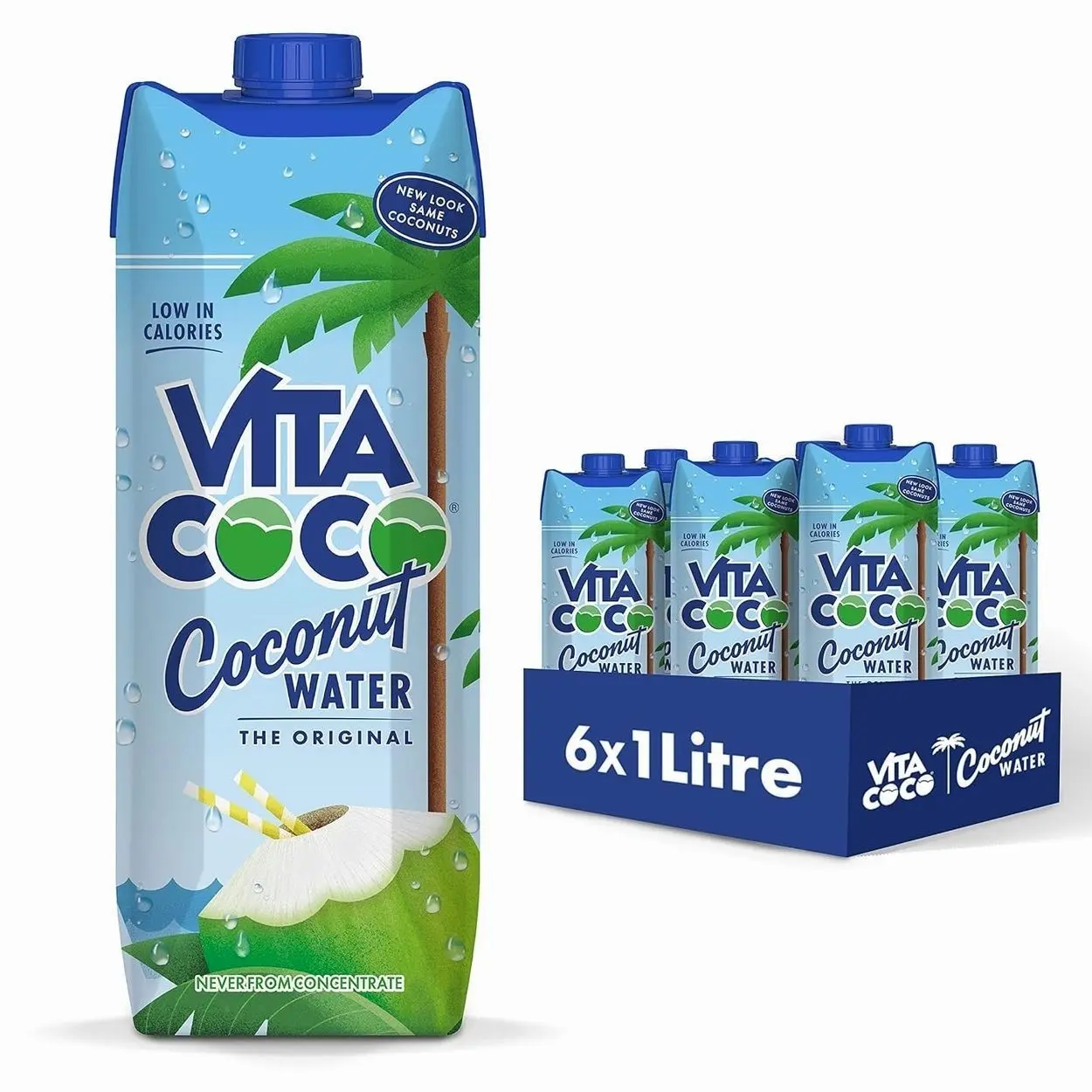 Vita Coco Coconut Water, Pure Original, Refreshing Coconut Taste, Natural Electrolytes, Vital Nutrients, 33.8 Oz (Pack of 6)