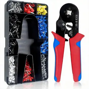 Ferrule Crimping Tool Kit with 1200pcs Wire Connectors, Insulated VE Tubular Crimp Terminals, Self-adjustable Ratchet Wire Crimping Tool Kit Crimper Plier Set HSC8 6-4A Crimping Pliers