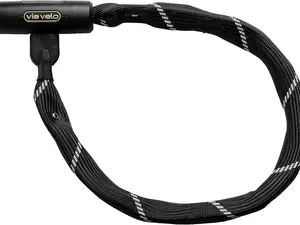 Via Velo 7mm Square 4-Sided Chain Bike Lock, 2.96ft Length, 4 Keys, Sold Secure Bronze, Black, Chain Bike Lock