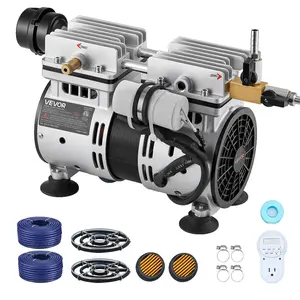 【DealsForYouDays】VEVOR Pond Aerators, 5.2CFM Aeration System for Lake up to 3 Acres, 3/4 HP Air Compressor, 2 Diffusesr & Two100' Weighted Tubings, Aeration Pump for Outdoor Ponds & Lakes Deep Water Oxygen Circulation