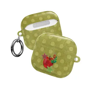 Cute Green Polka Dot Hungry Caterpillar AirPods Case, Stars Design, Eric Carle Book Nostalgia, Apple Worm Art, Teacher Appreciation Gift, Protective Cover, Case for AirPods Pro/Pro 2, AirPods 1/2/3/4