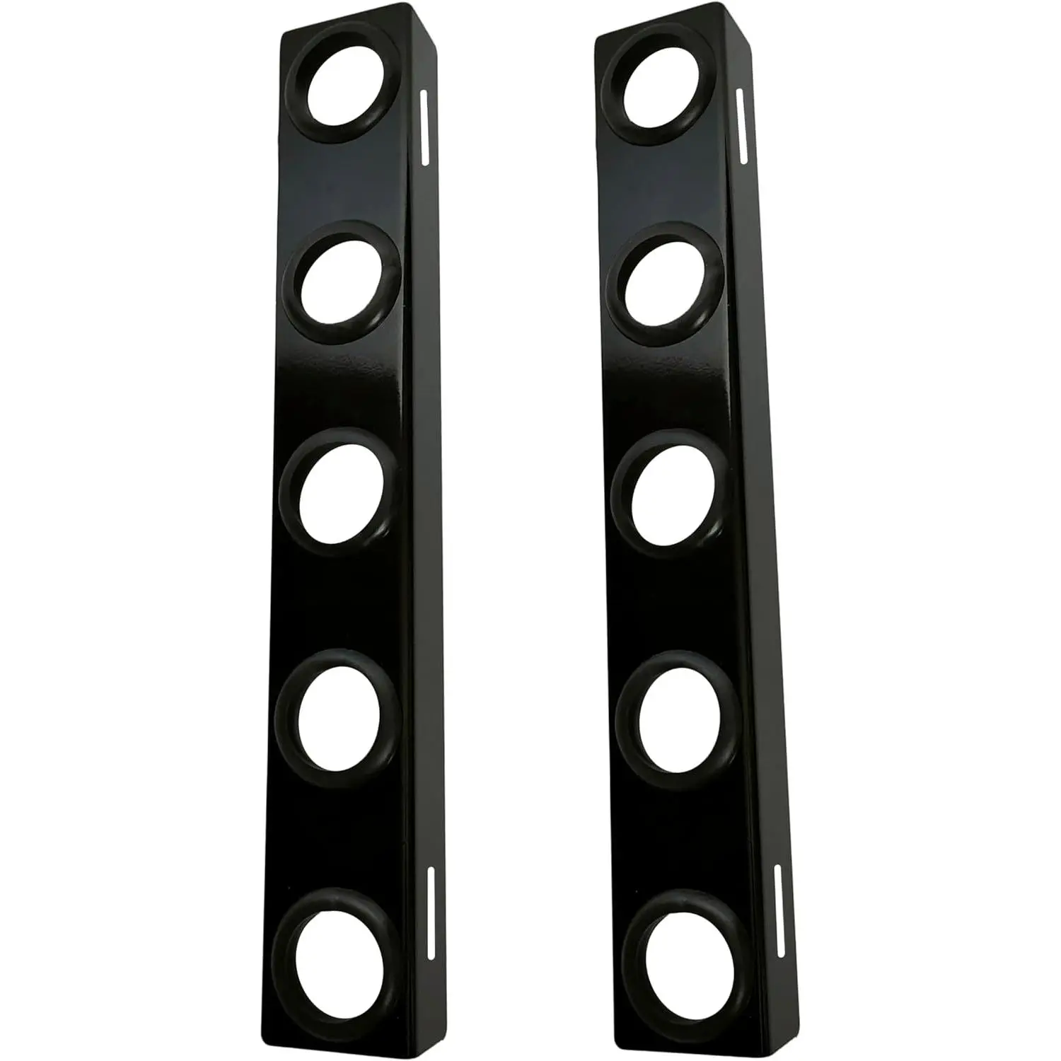 5-Hole Lock-In Heavy Steel Truck Bed Hand Tool Rack Bracket (2.59 lb) - 2 Pcs Shovel Holders, 10 Pcs Rubber Grommets/Mounts, 17.7X2.8x1.9" Inches Organizer for Construction Workers, Lawn Equipment Storage + Screws