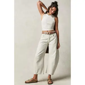 High-Stretch Mid-Rise Barrel Jeans