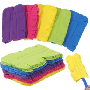 12 Pcs Duster Refill Reusable Fleece Duster Refills Feather Flat Dusters Multi Surface Washable Cleaning Pads Tools for Home, Blinds, Car, Pet, Furniture, Fans (Dark Color)