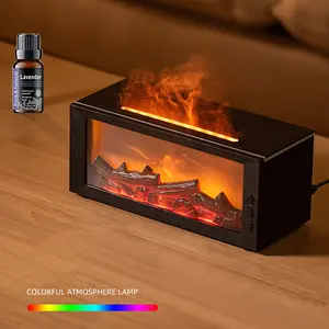 Simulated Fireplace Diffuser, Aroma Humidifier, Essential Oil, Timer, Remote, Colorful Night Light, Home Gift