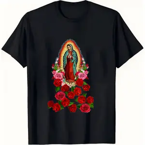 Virgin Mary Catholic Saint casual short sleeve shirt Cotton T-shirt