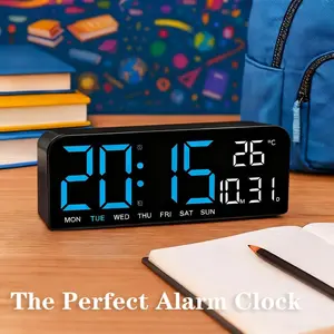 The Alarm Clock Wakes You Up On Christmas Day!TikTok Hot Seller Decorative LED Digital Wall Clock Large Screen Multifunctional Alarm Countdown Timer Auto Dimming Snooze 12/24H Display USB Battery Charging for Home Office Dorm Christmas Gift
