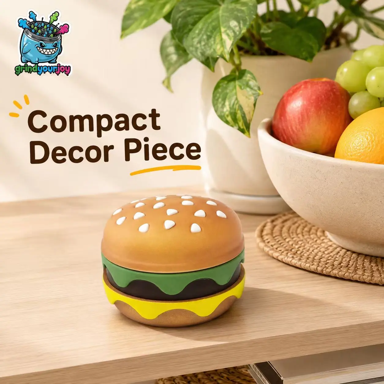 Hamburger Shaped Kitchen Utensil Storage Coffee Tea Grinder Containers, Decorative Food Storage Solution, Birthday-Anniversary Gift Idea for Cookware Enthusiasts