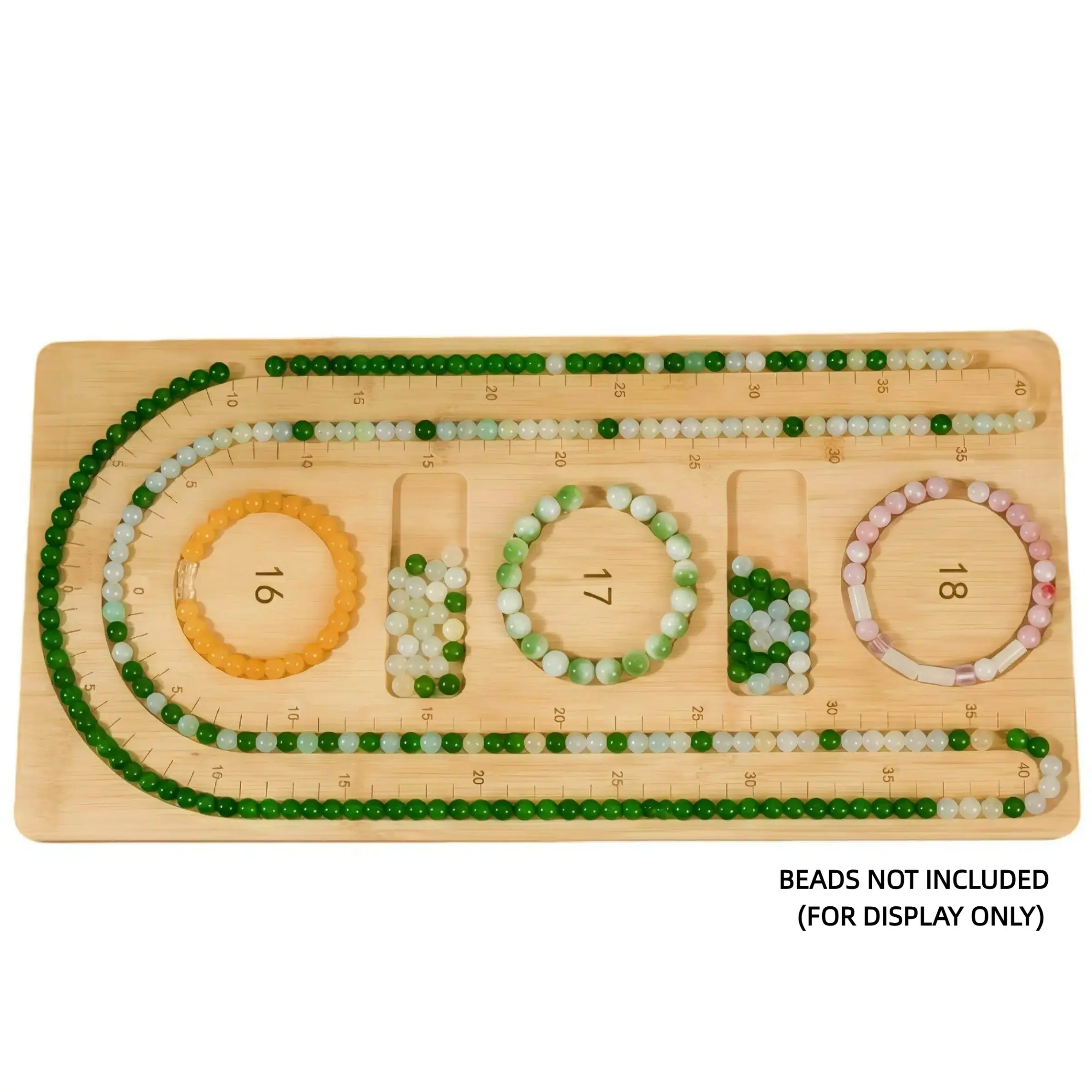 Bamboo Bead Board for Jewelry Making, Bracelet Design Tray & Necklace Organizer, Wooden Bead Sorting Tray with Measurement Scales, Professional DIY Beading Supplies for Jewelry Designers & Crafters