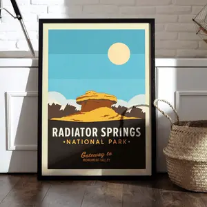 Radiator Springs Travel Poster, CARS Poster, Cars Wall Art, Lightning McQueen Art Print, Retro Print, Art, Gift