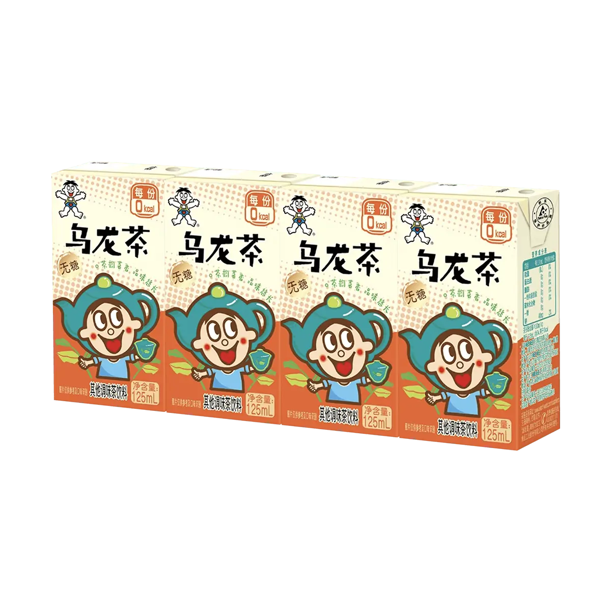 WANT WANT Sugar-Free Oolong Tea Drink 125ml x 4 Boxes | 0 Sugar, 0 Fat, 0 Calories | Refreshing & Aromatic