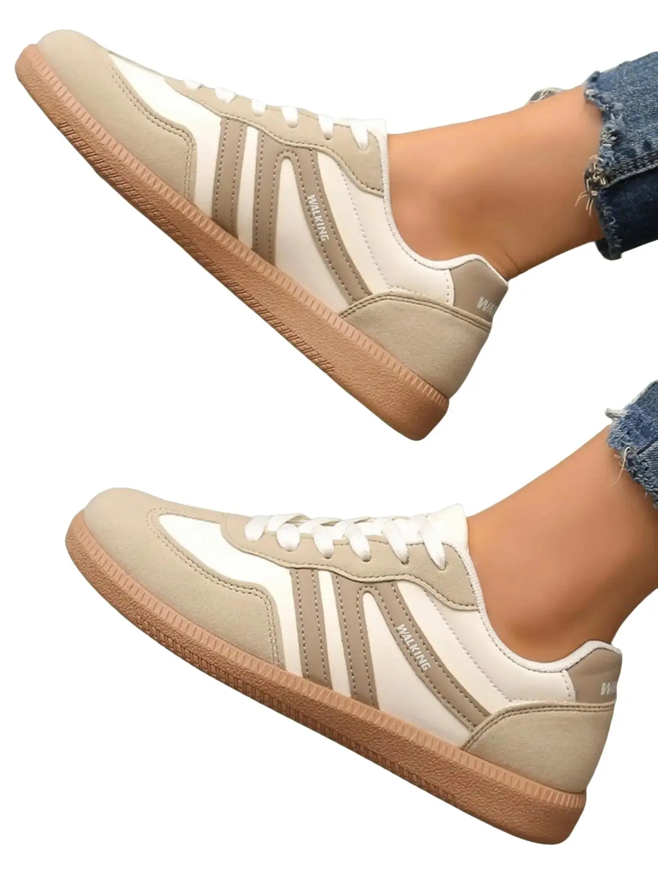 Women's Fashionable Colorblock Lace Up Low Top Sneakers, Trending Shoes, Casual Comfortable Sports Shoes for Daily Wear, Female All-match Round Toe Sh