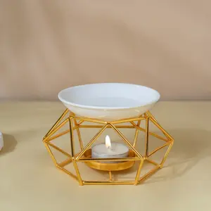 Iron Art Essential Oil Lamp, Ceramic Aromatherapy Diffuser, Candle Holder, Air Purifier, Relaxing Essential Oil Burner, Aromatherapy Scented Oils, 1pc