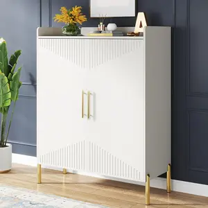 Tribesigns Modern White & Gold Shoe Cabinet, 6-Tier Organizer for Entryway, Closet, Bedroom & Living Room