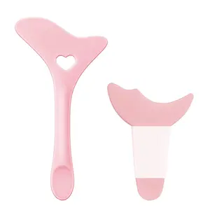 Eyeliner Stencils 2Pcs Reusable Silicone Eyeliner Aid Mascara Shield Multifunctional Makeup Stencil for Beginners Eye Liner Eyelash Eyeshadow Lipstick Applicator Guide Tool - Pink