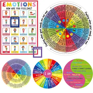 chiazllta 7PCS Feeling Wheel Magnet Large Magnetic Mental Feeling Chart Mood Meter Emotion Therapy Poster Kids Teens Counselor Social Work Magnet for Fridge Office Home School Classroom Decor Supplies