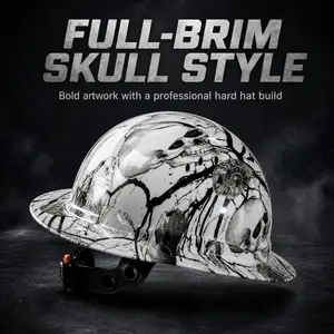 Skull Tattoo Full Brim Hard Hat🔥 OSHA-Compliant 6-Point Suspension hard hat shade adjustable