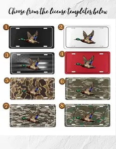 DUCK HUNTER Mallard Duck Hunting License Plate Camouflage Truck Vanity Plate Rustic Outdoor Sport Metal Sign - 6x12 Aluminum Car Tag