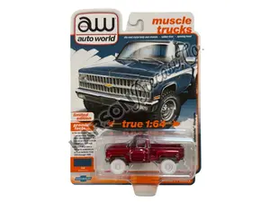 CHASE 1981 Chevrolet Silverado 10 Pickup Stepside 4x4 – Medium Blue (Premium 2024 Release 3) Diecast 1:64 Scale Model - Auto World AWSP179A
