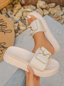 Women's Thick Sole Sandals, Summer Indoor Outdoor Fashion Trendy Multifunctional Cool Slippers, Wedge Beach Shoes, High Heel Sandals