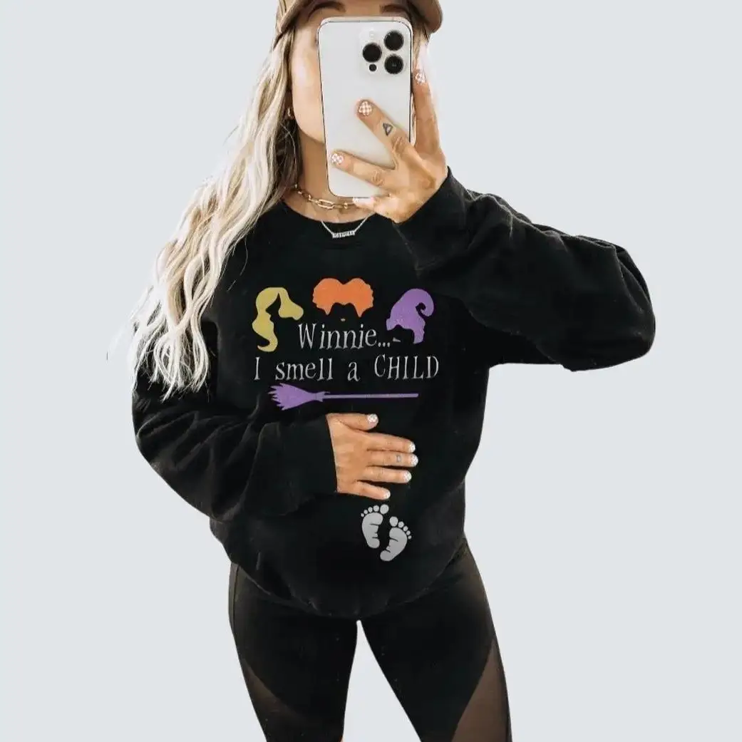 pregnancy sweater winnie i smell a child, pregnancy announcement, halloween sweater, pregnancy sweatshirt