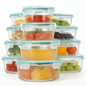 12 Pack Glass Bowls with Lids, Airtight Glass Food Storage Containers in Round, Square & Rectangle Shapes, Microwave, Oven, Freezer & Dishwasher Safe, BPA-Free Meal Prep Containers for Office Lunch