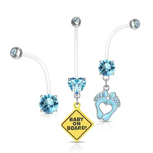 3 Pack Pregnancy Belly Rings Aqua