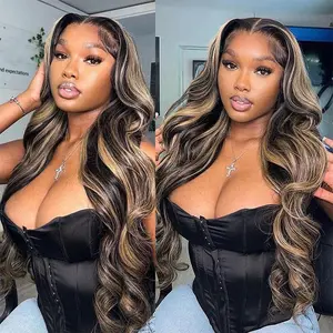 [$149 Only Live] 30inch Megalook Balayage Highlight Body Wave 5x6 & 13x4 Lace Front Human Hair Wig Natural Hairline Transparent Lace Skin Melted Silky Straight Human Hair Wigs