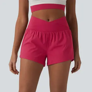Halara SoftlyZero™ Airy Crossover High Waisted 2-in-1 Cool Touch Yoga Shorts 3'' with Pockets