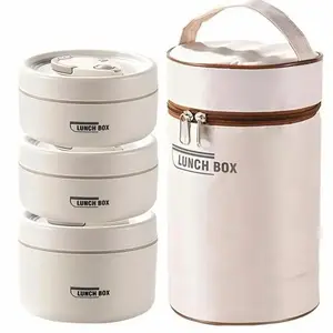 3-Pack Lunch Boxes with Insulated Bags, Portable Stackable Lunch Box Set, Food Containers for Home Office Travel, Durable Lunch Box, Insulated Lunch Compartment, Christmas Gift