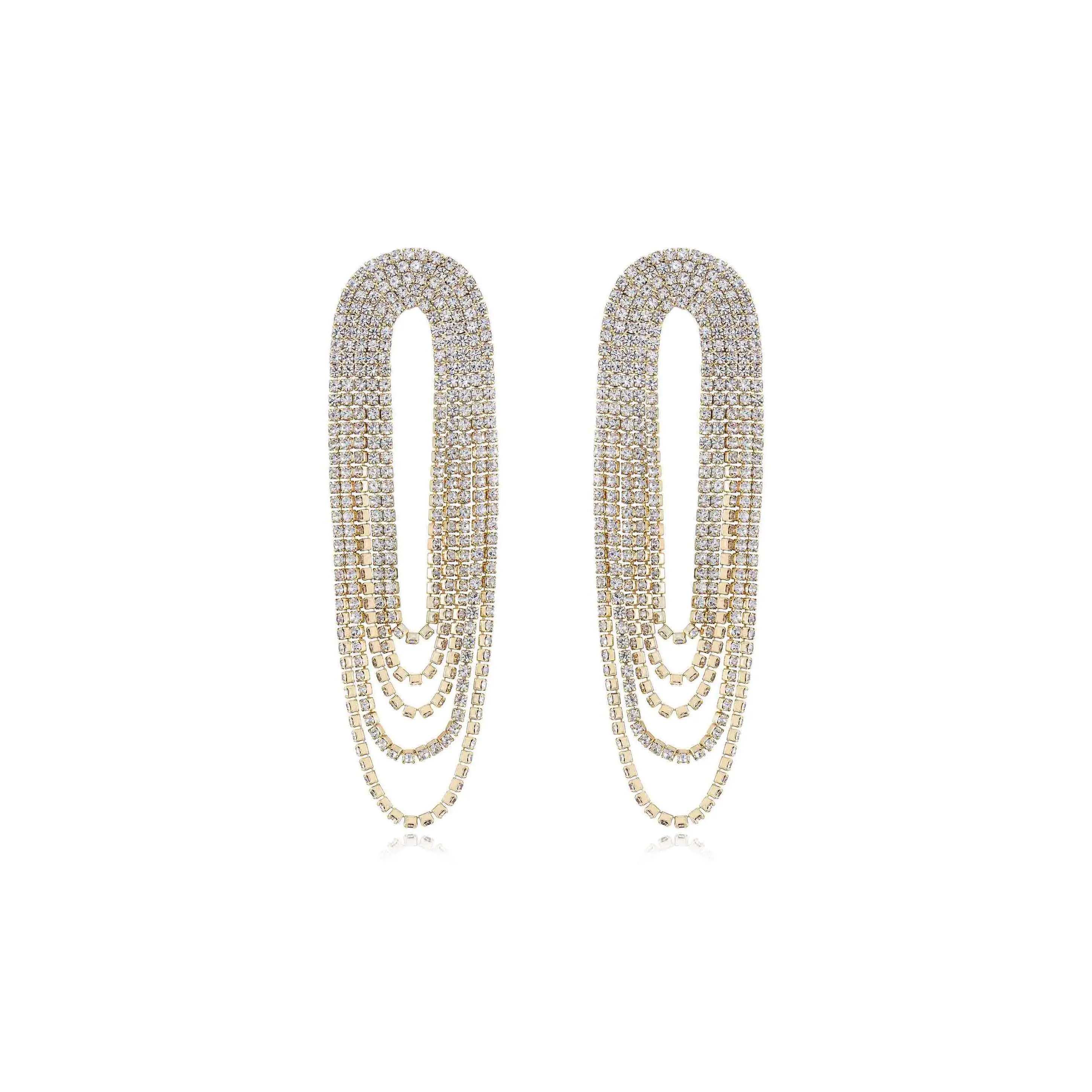 Ettika Crystal Drape Fringe Earrings with Decorative Design and Elegant Fringe Accents